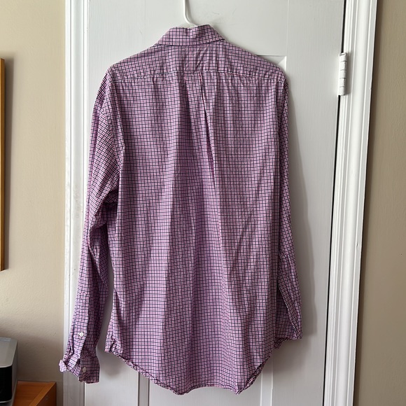 Mens Ralph Lauren XL blue and Pink striped button down dress shirt - Picture 2 of 4